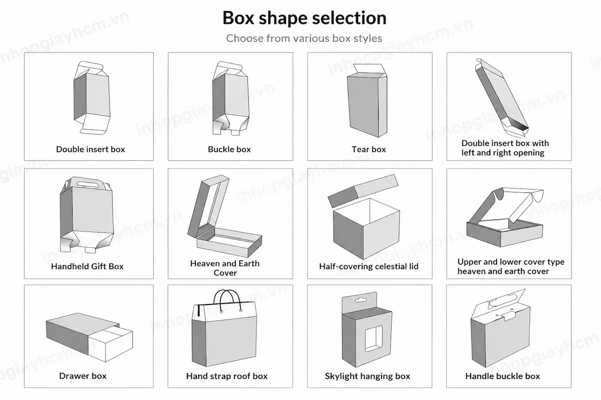 Các loại hộp giấy theo kiểu dáng
