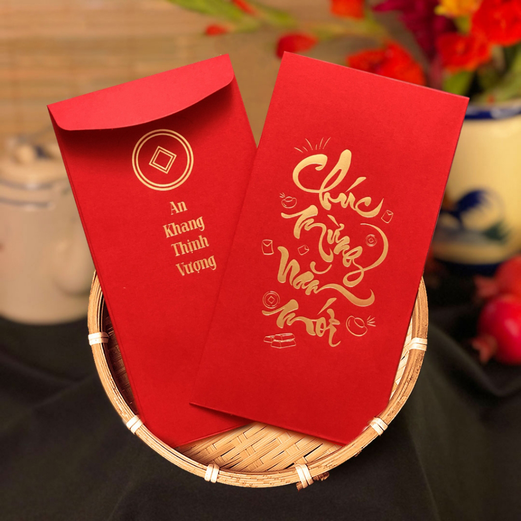 Bao lì xì đỏ in nhũ vàng