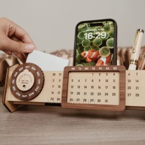 Lịch gỗ vạn niên decor bàn làm việc
