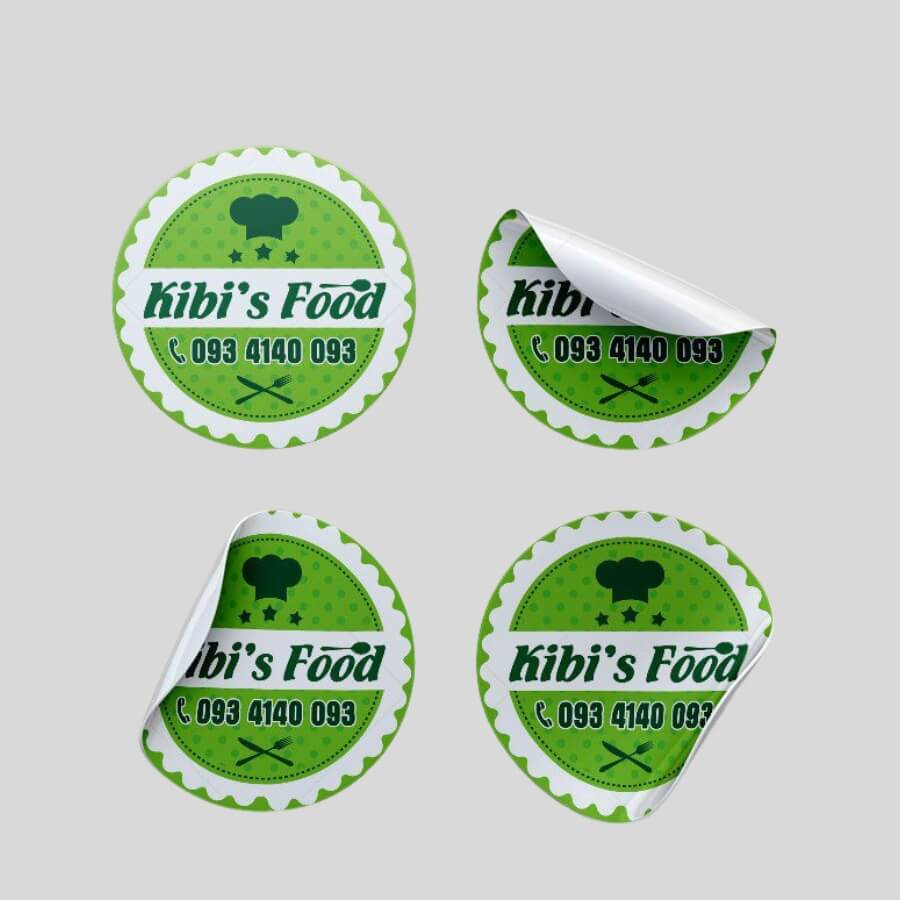 Tem decal nhựa bế tròn