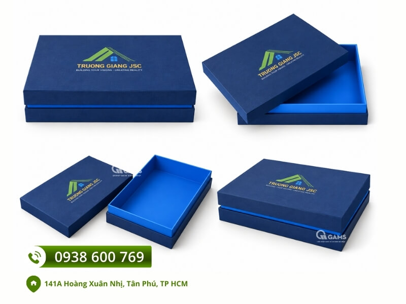 Mẫu hộp cứng âm dương có thành đáy in logo làm hộp quà cao cấp